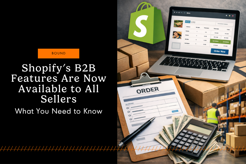 Image shows a Shopify website and calculator 